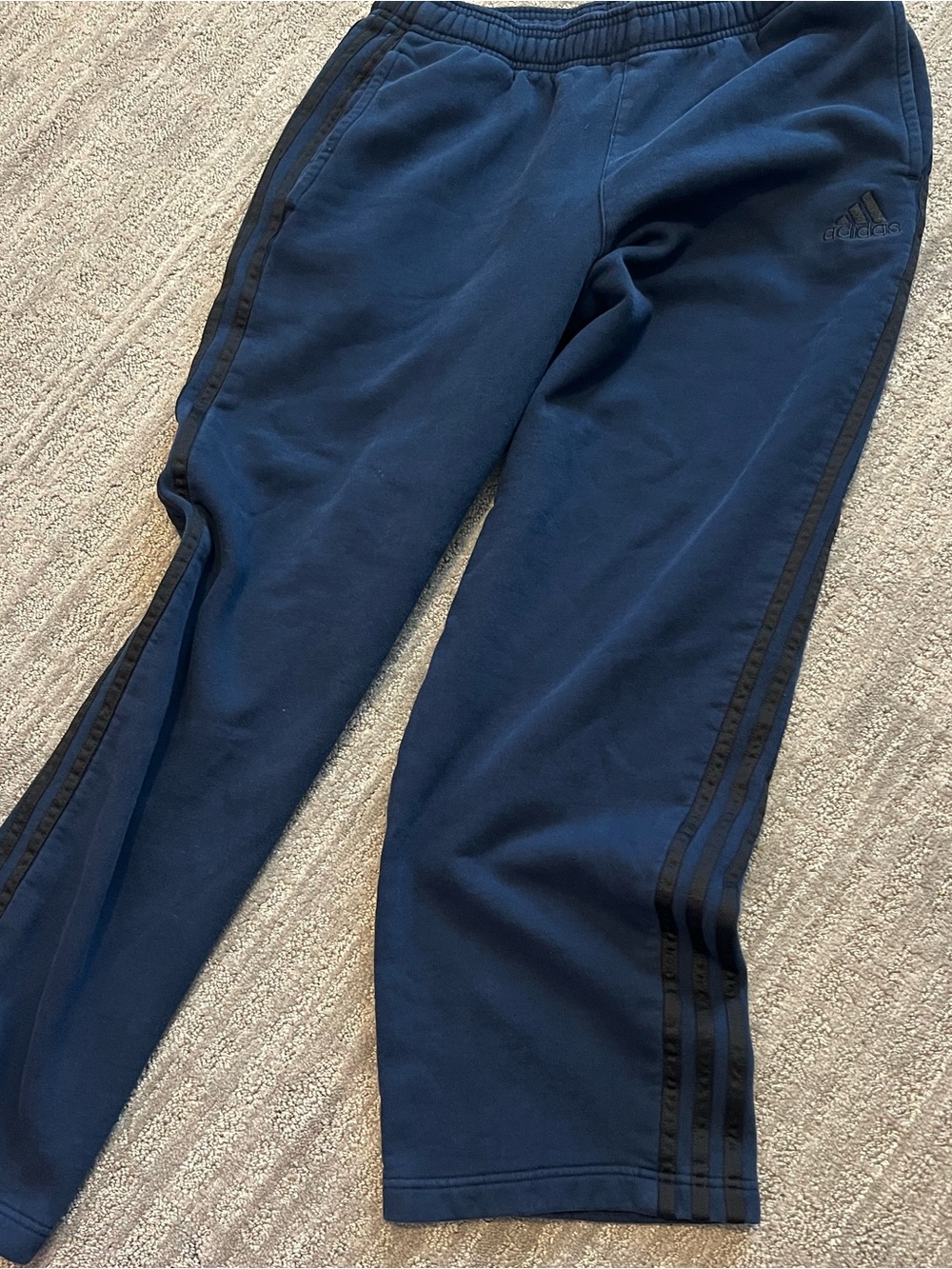 mens adidas Navy Blue Joggers with Black Side Stripes